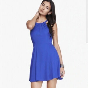 Blue chiffon fit and flare Express dress size 2 in Excellent pre owned condition